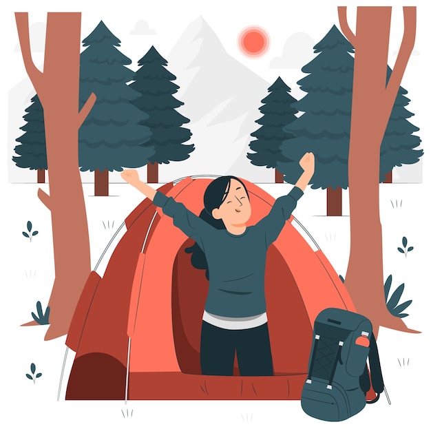 Free vector wake up in camping concept illustration