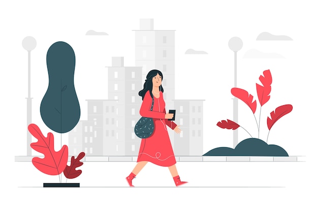 Free vector walk in the city illustration concept