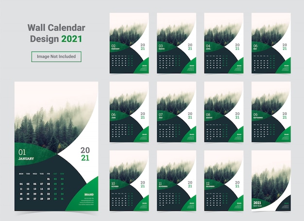 Wall calendar 2020 template