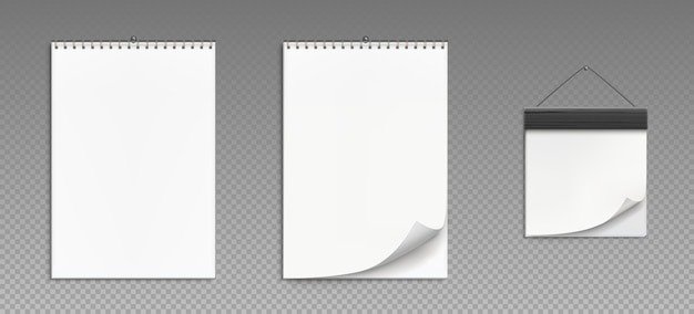 Настенные календари со спиралью и деревянной рамкой, изолированные на прозрачном фоне. реалистично отрывной календарь, белый бумажный планировщик офиса или блокнот, висящий на стене