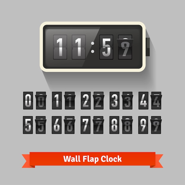 Wall flap clock, number counter template