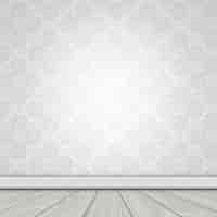 Free vector wall with damask wallpaper and wooden floor