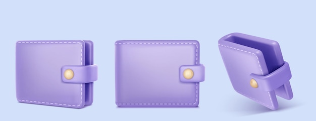 Free vector wallet 3d icon purse for money cash