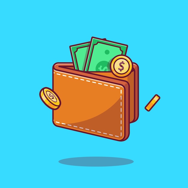 Free vector wallet and money cartoon