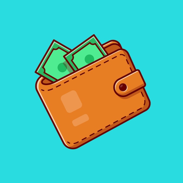 Free vector wallet and money cartoon