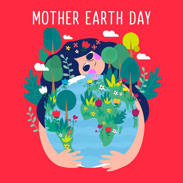 Wallpaper of mother earth day in flat design