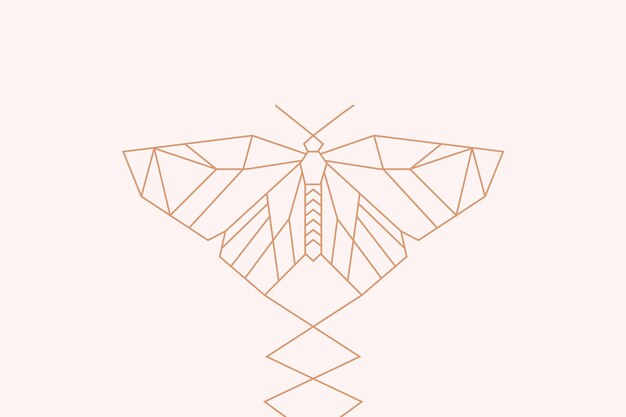 Wallpaper with linear flat butterfly outline