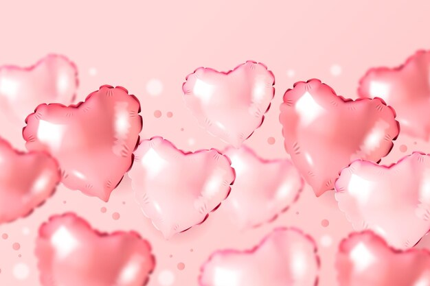 발렌타인 데이 핑크 하트 모양의 풍선 벽지