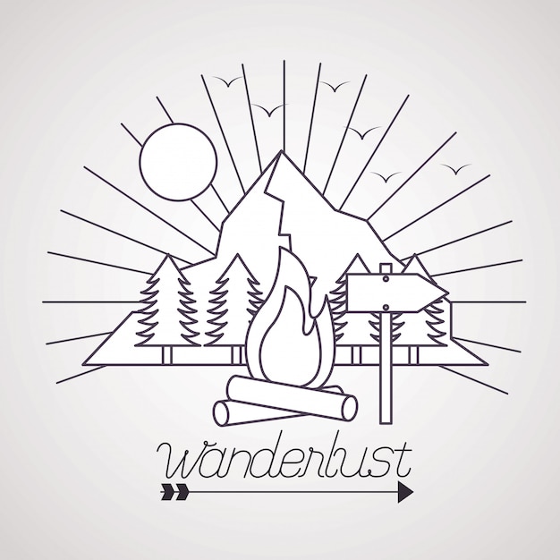 Free vector wanderlust explore adventure landscape