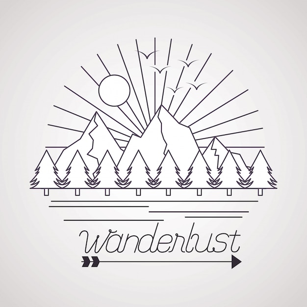 Free vector wanderlust explore adventure landscape