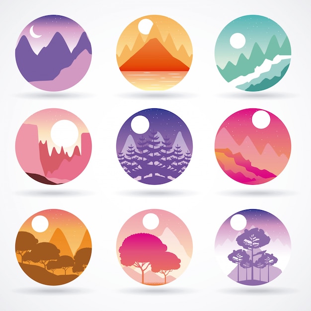 Free vector wanderlust travel landscapes