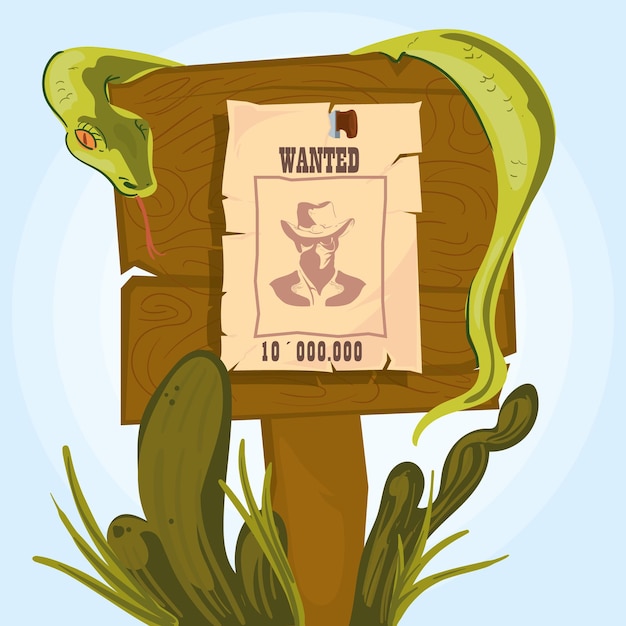 Free vector wanted poster card with a snake