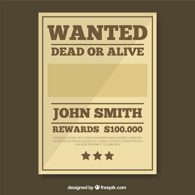 Wanted poster template in brown tones