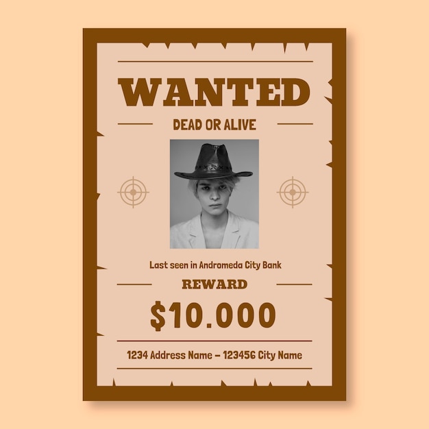 Free vector wanted poster template design