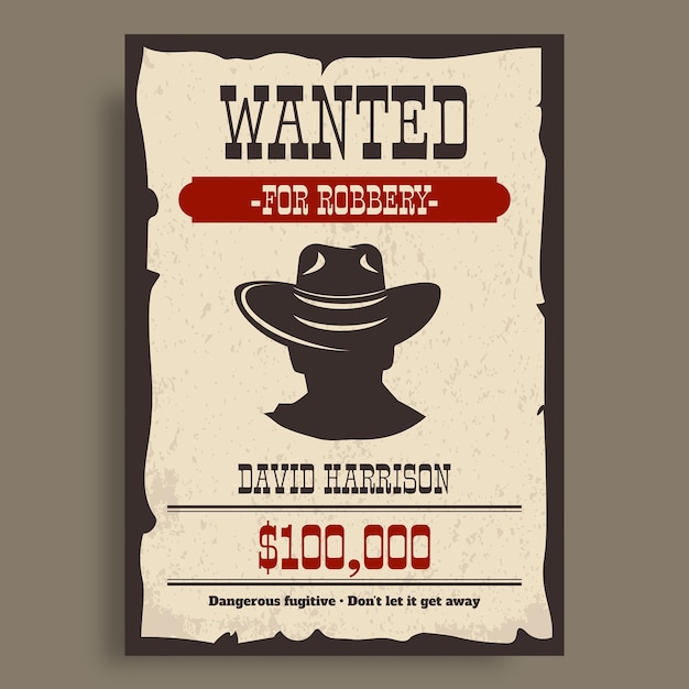 Free vector wanted poster template design