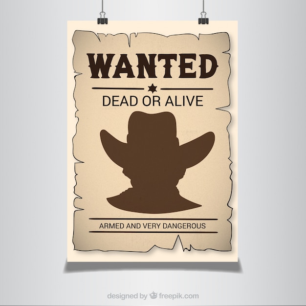 Free vector wanted poster in western style