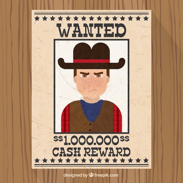 Free vector wanted poster with criminal in flat design