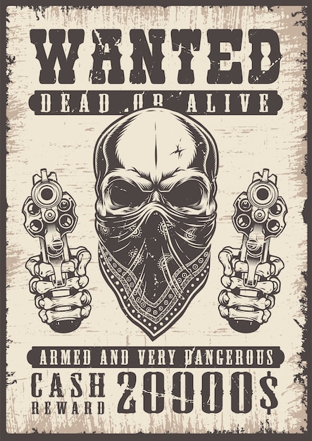 Free vector wanted vintage poster