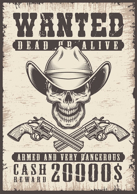 Free vector wanted vintage poster