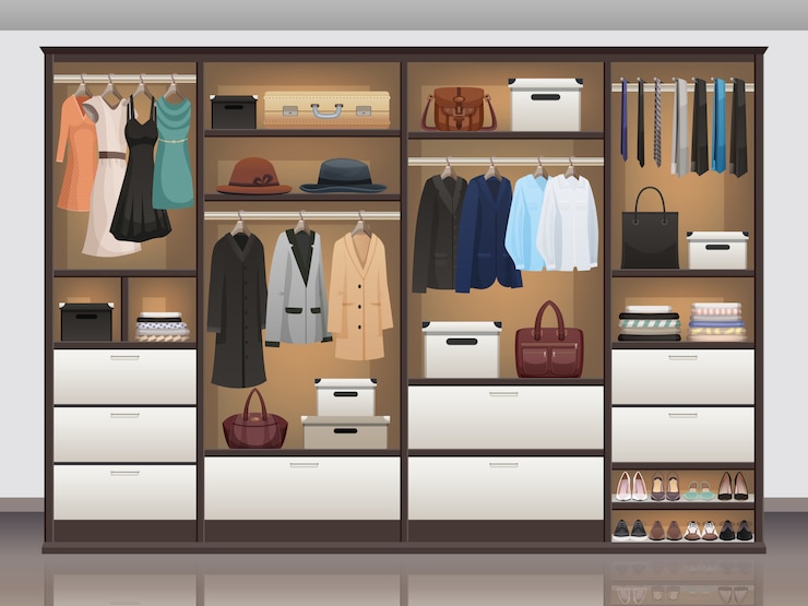 Free Vector wardrobe storage interior realistic 