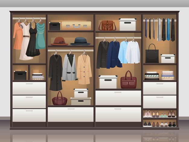 Wardrobe Storage Interior Realistic 