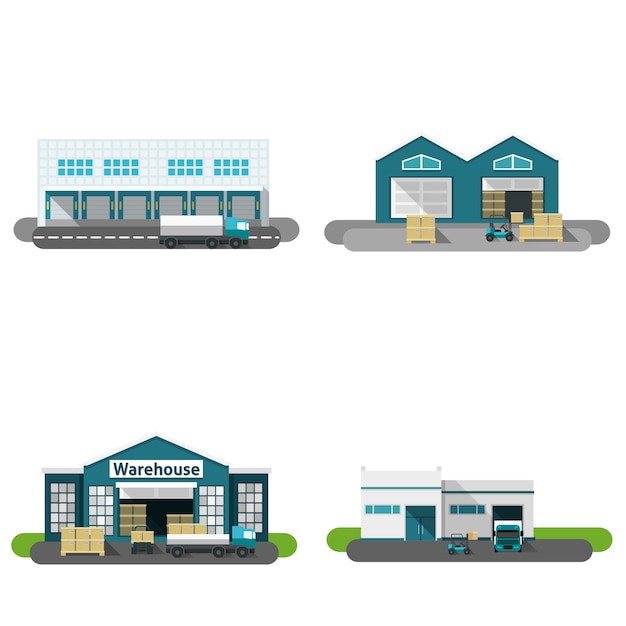 Free vector warehouse building flat