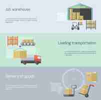 Free vector warehouse flat banner set