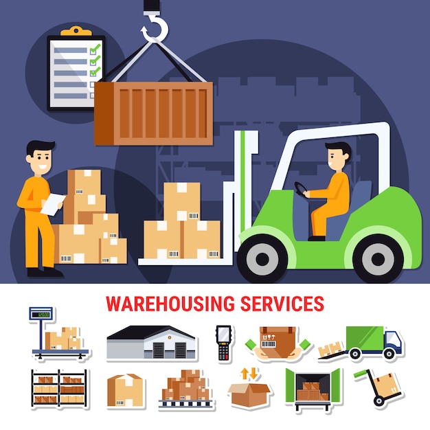 Free vector warehouse icons and illustration