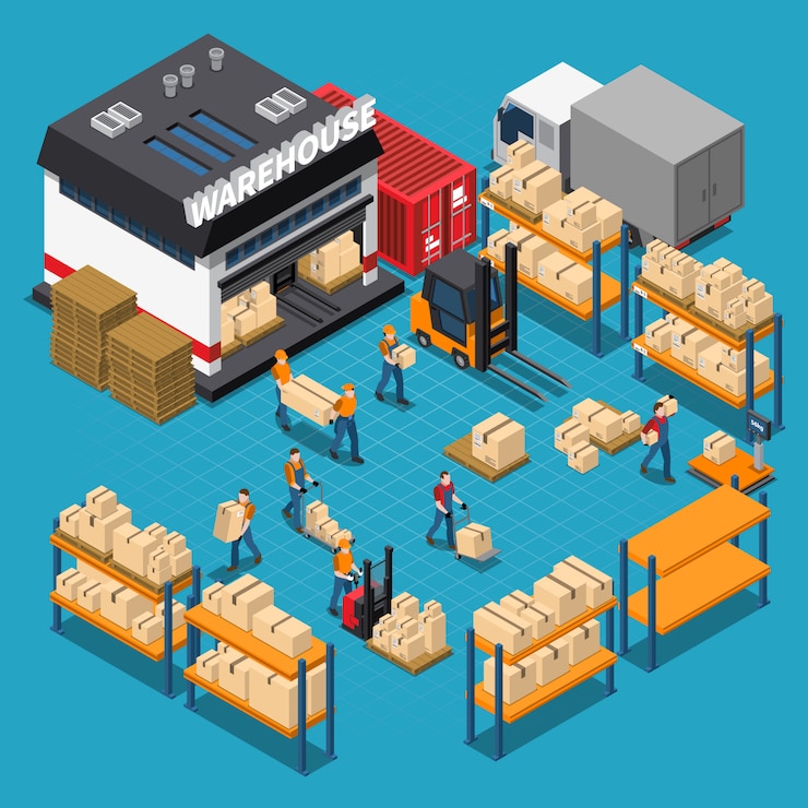 Free Vector warehouse isometric composition
