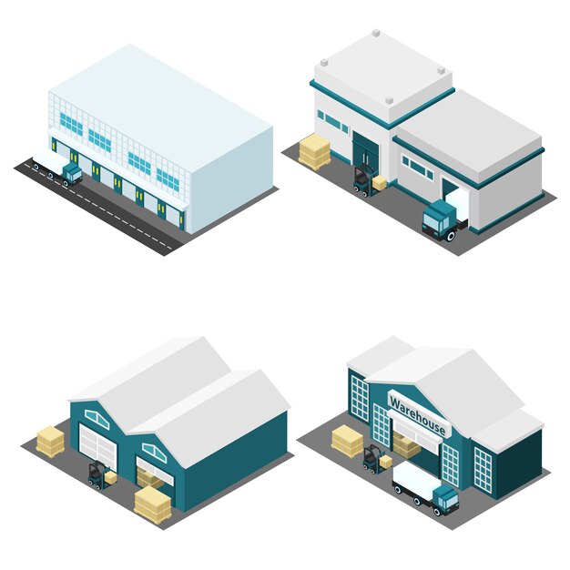  Warehouse Isometric Icons Set 