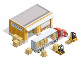 Free vector warehouse isometric template