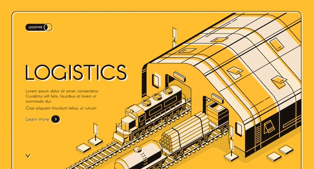 Warehouse logistics, railway wood delivery and transportation process