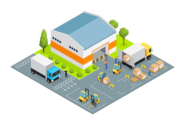 Warehouse Outside View Isometric 