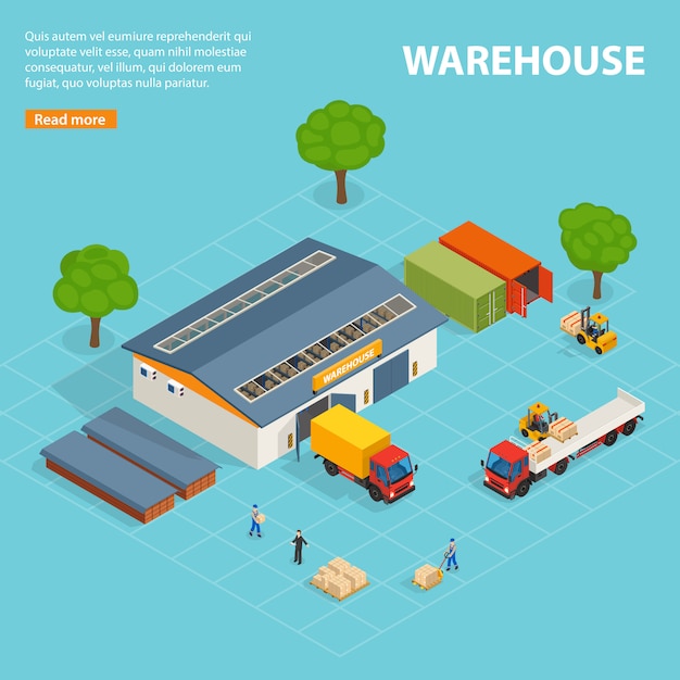 Free vector warehouse top view isometric design composition