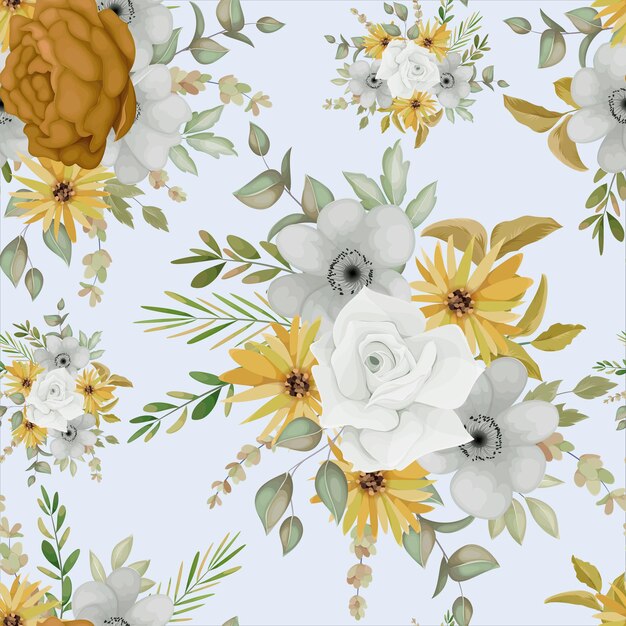 warm autumn floral seamless pattern design