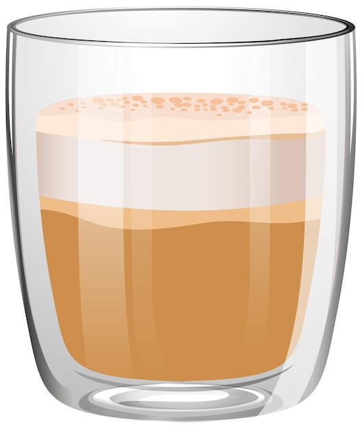 Warm frothy latte in a clear glass