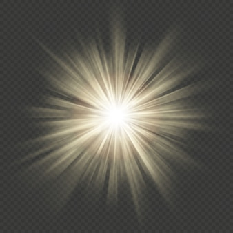 Warm glow star burst flare explosion transparent light effect.