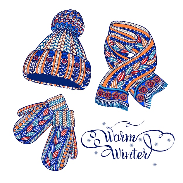 Doodle di sciarpa guanti caldi cappello