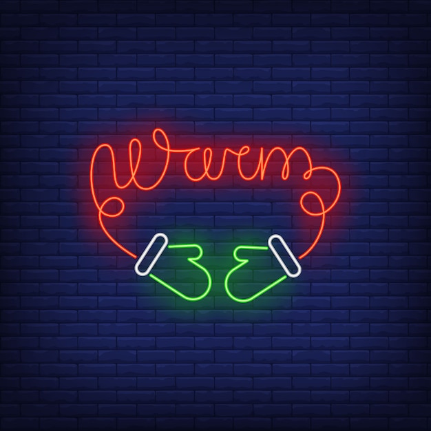 Free vector warm neon lettering made of mittens string