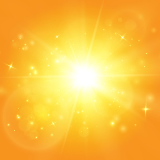 Warm sun on a yellow background letobliki solar rays