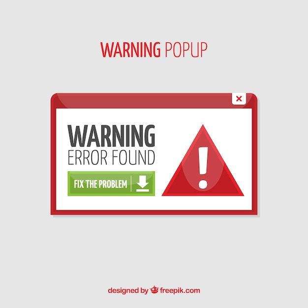 Warning pop up template with flat design