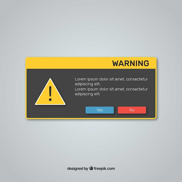 Free vector warning pop up with flat design