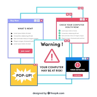 Warning pop up with flat design