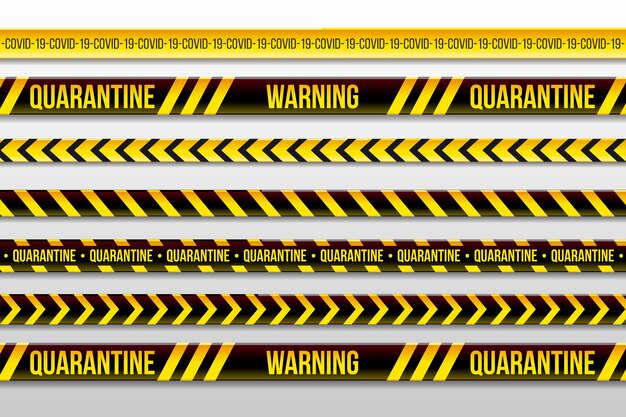 Warning quarantine stripes and stay home