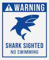 Free vector warning signboard concept with shark sighted no swimming