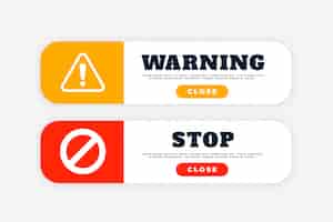 Free vector warning and stop sign button for web purpose