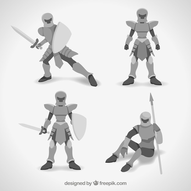 Warrior in different positions