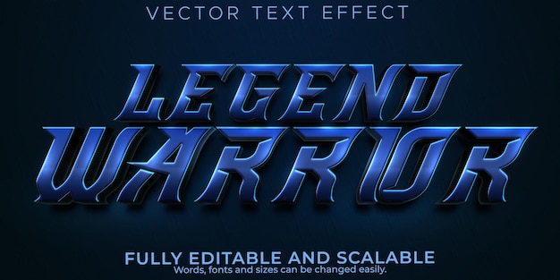 Warrior text effect, editable knight and shiny text style Premium Vector