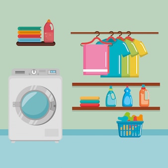 Wash machine with laundry service icons