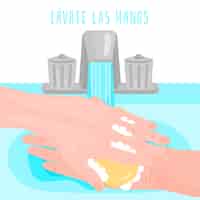 Free vector wash your hands concept in spanish